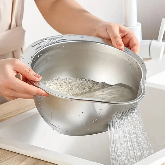 Stainless Steel Rice Wash Bowl